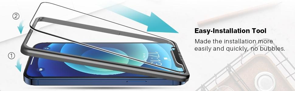 [3+3+1] LK 3 件装 iPhone 12 屏幕保护膜 + 3 件装带对准框的镜头保护膜，[9H] 钢化玻璃，防刮擦，无气泡，适用于 iPhone 12 的光滑触摸屏保护膜，透明，6.1 英寸