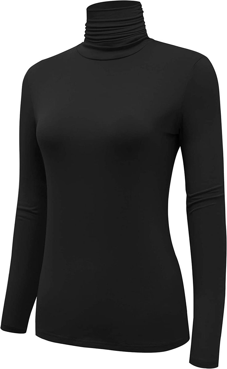 AUHEGN 女式长袖轻质高领上衣修身套头 T 恤（S-XXL）